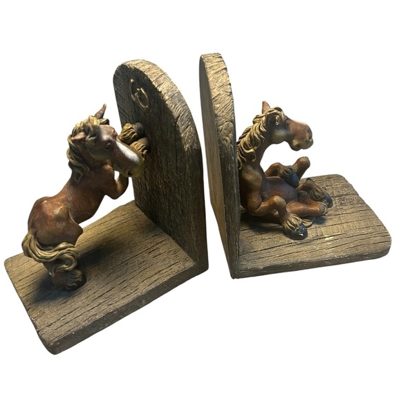 Montana Silversmiths Elmer Horses Laying Reclining Vintage Western Bookends - Picture 5 of 11
